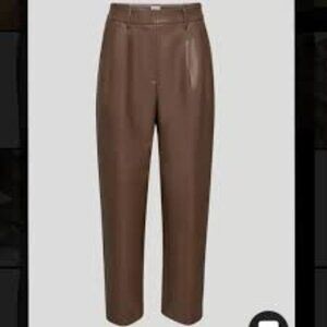 NWT Aritzia Wilfred Carrot Caramelized Walnut Faux Leather Pants Size 4